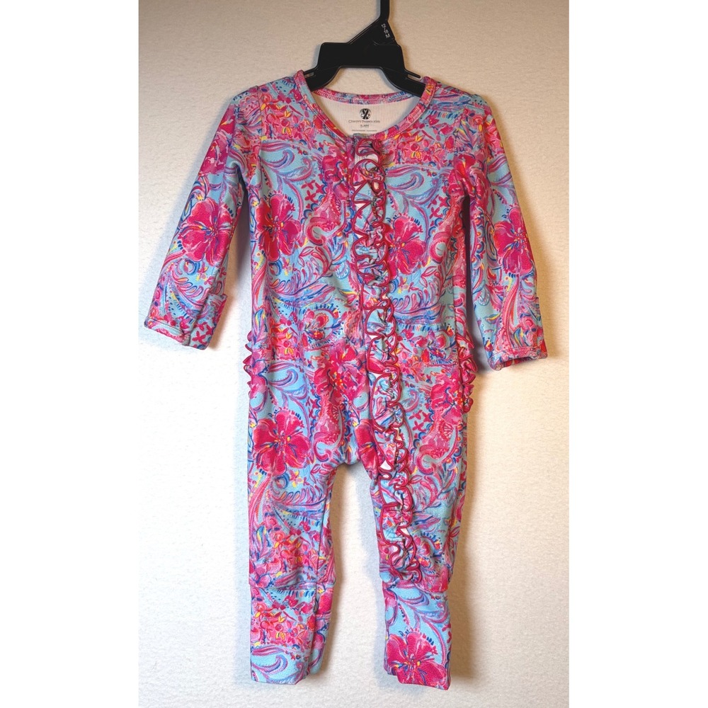 Charlie's Project Sleeper Girls 3-6M Pink Excellent Floral Paisley Ruffle Zipper